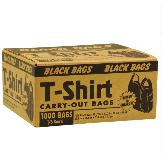 BLACK T-SHIRT BAGS 1/6 1000CT